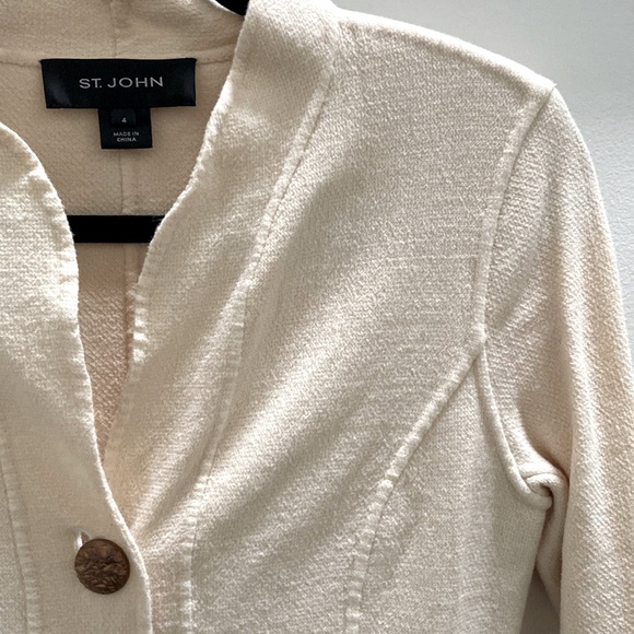 ST. John neutral cream vintage sweater jacket Sz 4 - Picture 3 of 11